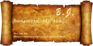 Benyovits Júlia névjegykártya